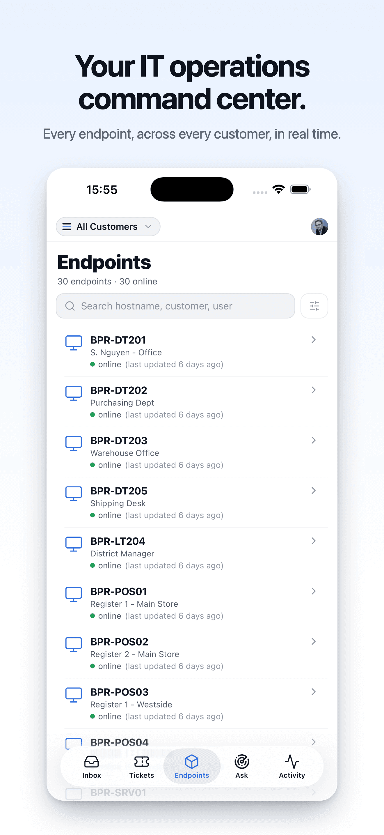 GenticFlow Mobile endpoint command center on iPhone